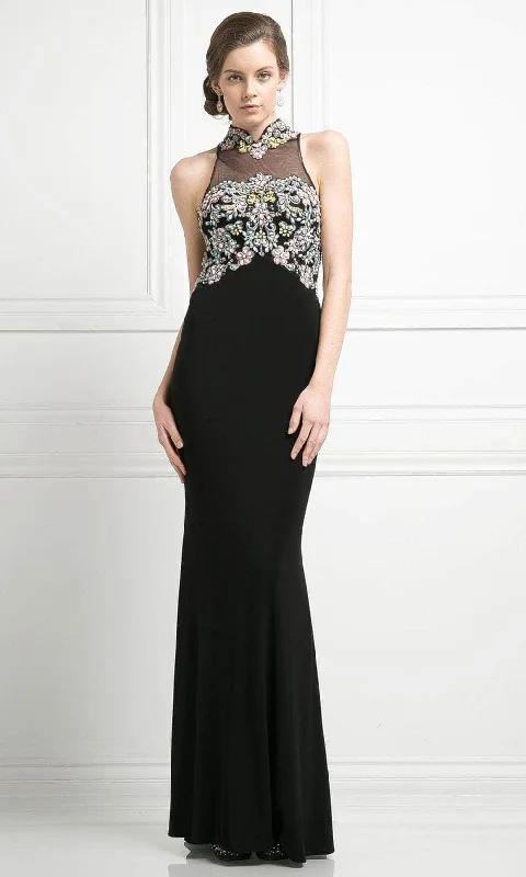 Handmade dresses for unique fashion statementsCinderella Divine CK43 - Floral Beaded Sleeveless Evening Gown