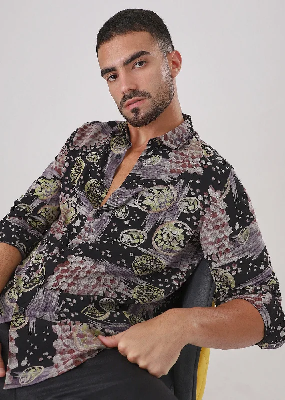 activewear tops for menLavender Abstract Feather Shirt