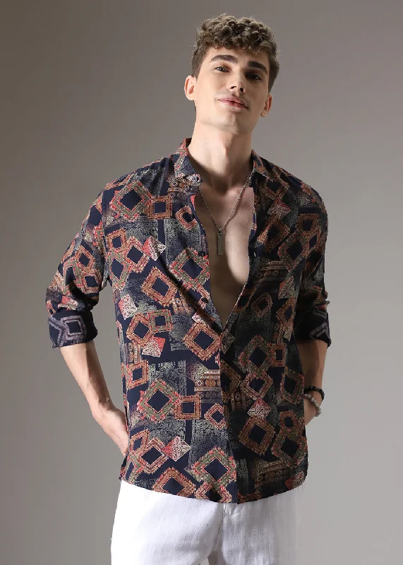 heavy-duty jackets for menArgyle Diamond Red Feather Shirt