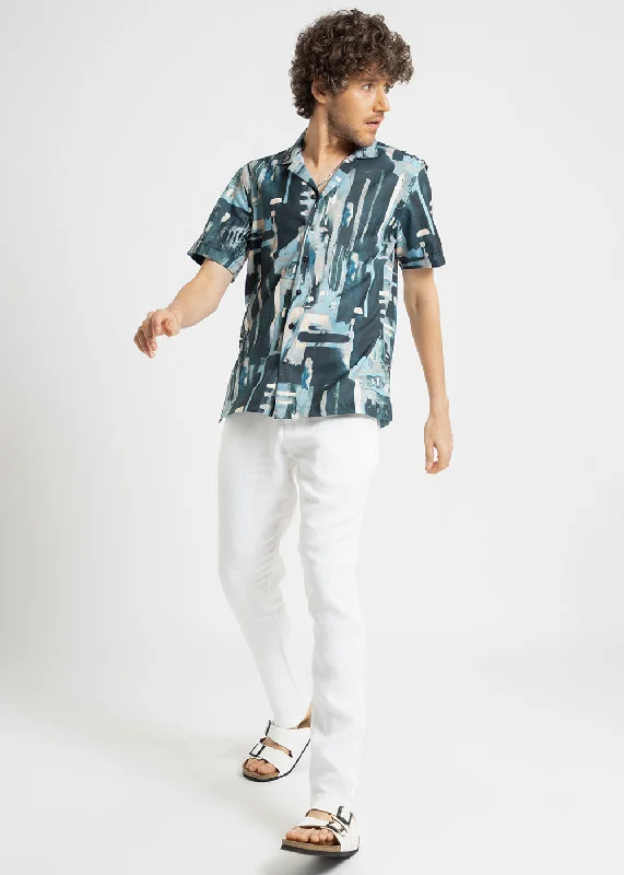 tops with prints for menBrush Work Half Sleeve Shirt