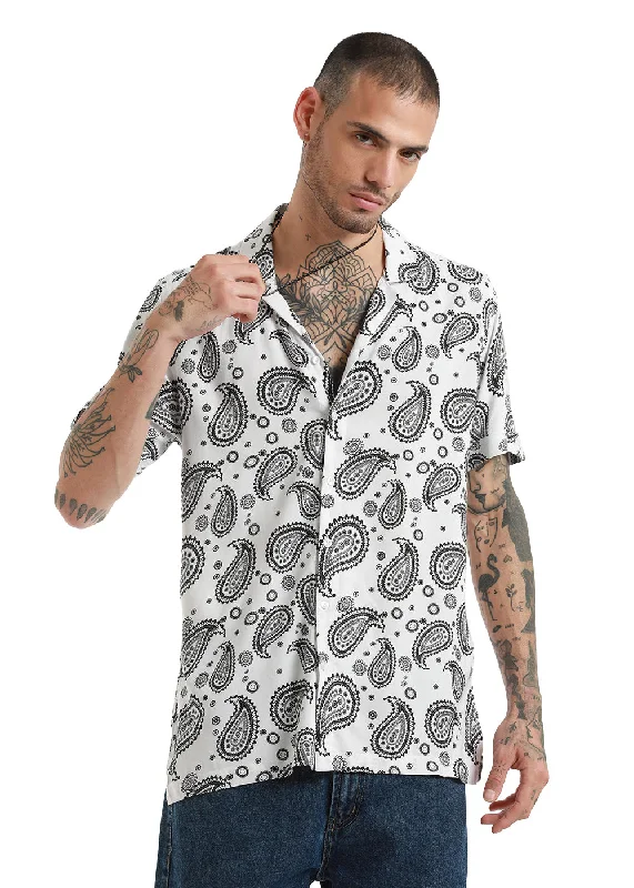 tops with logos for menZubolo Paisley Print Short Sleeve Shirt