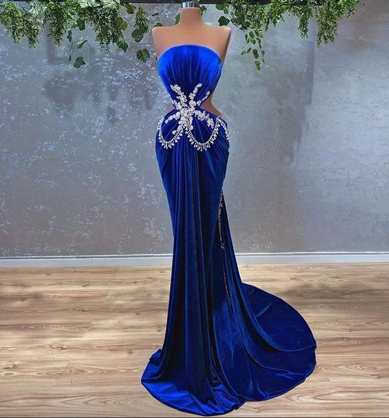 A-line dresses for womenLuxury gorgeous elegant women long evening dress mermaid royal blue ball gown gh2186
