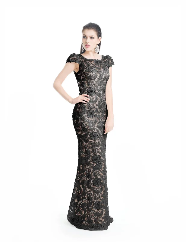 Handmade dresses for unique fashion statementsJ'Adore Dresses - J5085B Cap Sleeve Floral Lace Prom Dress