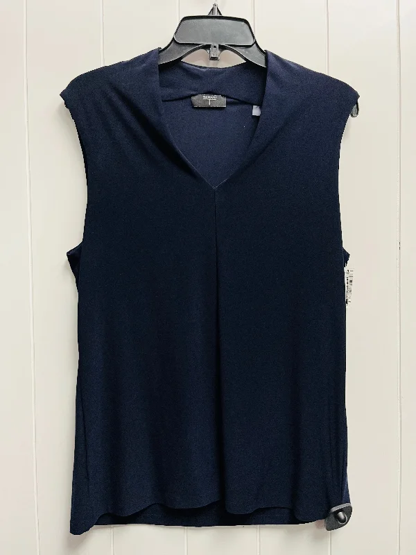 Embroidered women's topsTop Short Sleeve By Tahari By Arthur Levine In Navy, Size: L