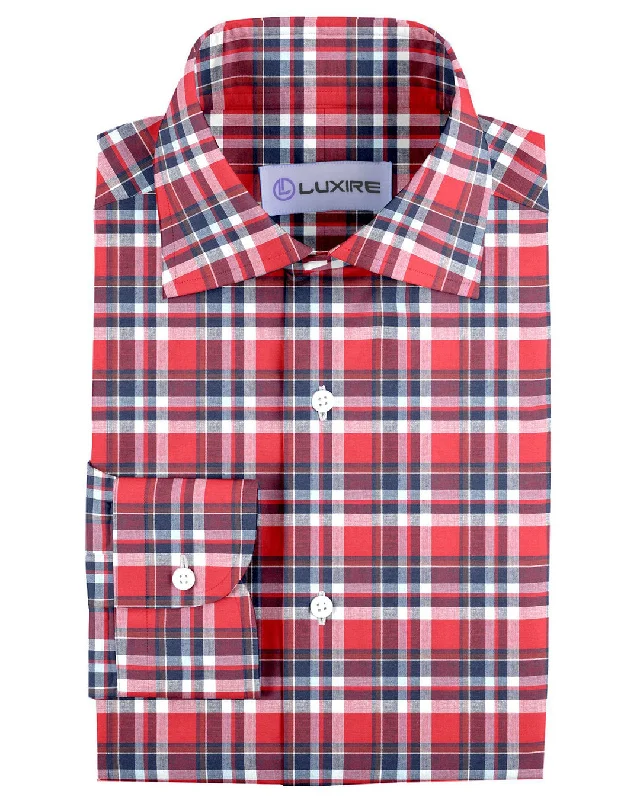 dress shirts for menBright Red Blue Madras Checks