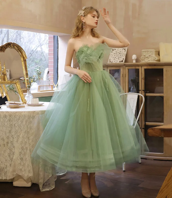 Floral dresses for womenGreen tulle short prom dress green evening dress  8633