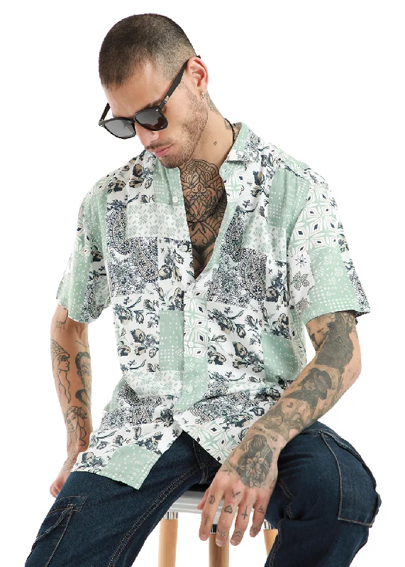pullovers for menPaisley Mint Green Print Half Sleeve Shirt