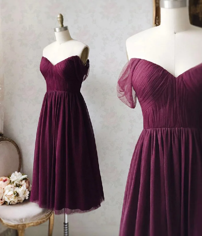 Shift dresses for womenPurple tulle short prom dress party dress  8422
