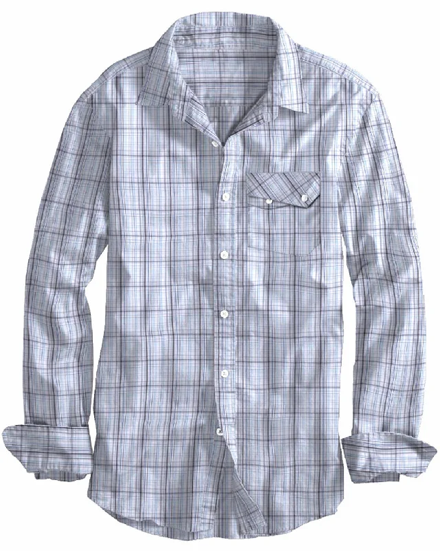 business casual tops for menShades Of Blue Grey Checks