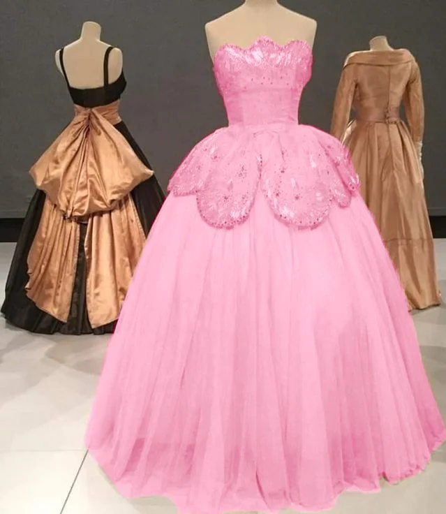 Sack dresses for womenPink Glitter Beading Elegant Long Tulle Ball Gown Evening Dress Graduation Dress gh3347
