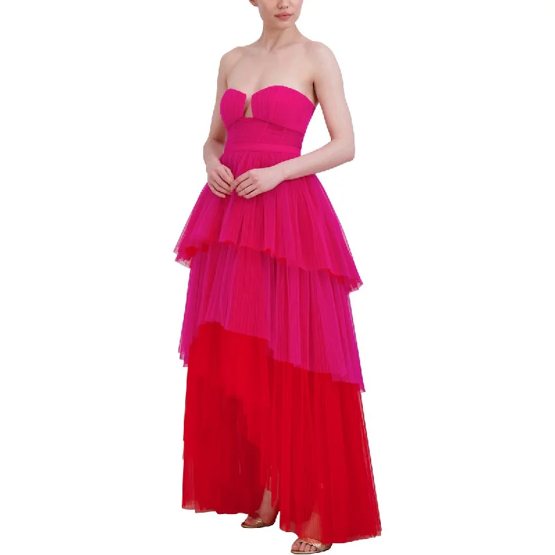 Satin dresses for womenBCBGMAXAZRIA Womens Tulle Long Evening Dress