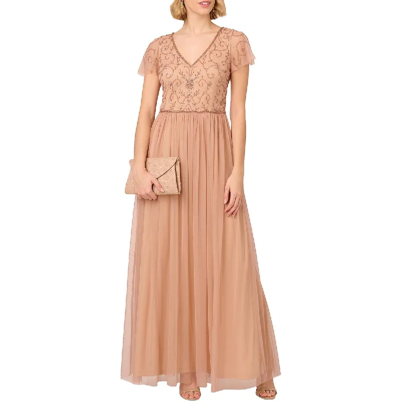 Long-sleeved dresses for womenPapell Studio by Adrianna Papell Womens Beaded Long Evening Dress
