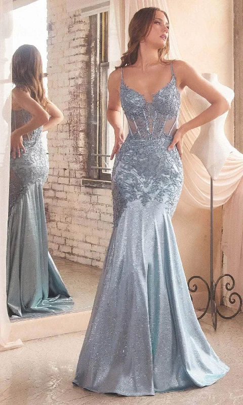 Dancewear dresses for performancesCinderella Divine CDS470 - Illusion Gown Adorned with Beaded Appliques