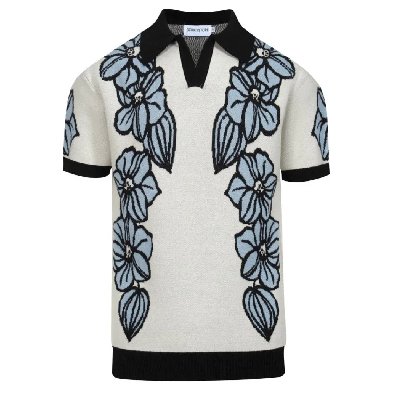short-sleeved men's tops designed for warm weather climatesMen's apricot knit V-neck polo shirts