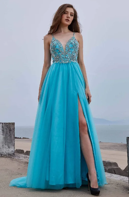Evening women's dressesJ'Adore Dresses - J16022 Bejeweled Sleeveless Tulle Prom Gown