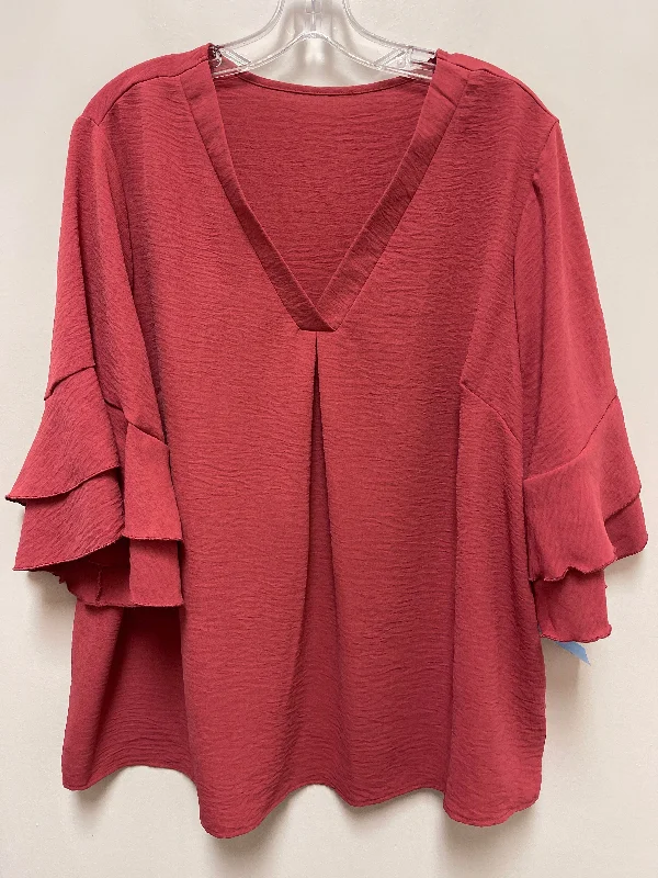 Coral women's topsTop Short Sleeve By Shein In Pink, Size: 3x
