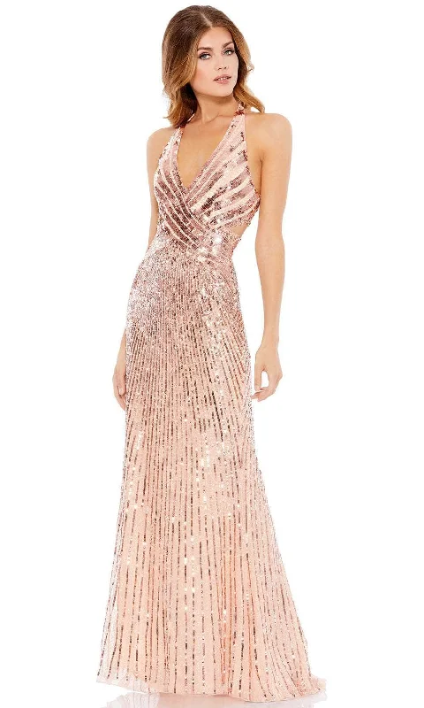 Halter dresses for womenMac Duggal 5390 - Strappy Back Sequin Evening Dress