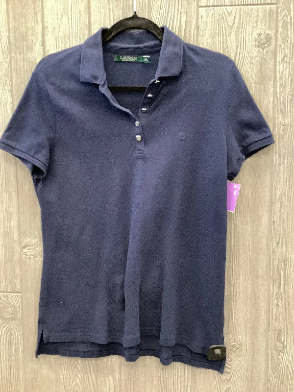 Lavender women's topsTop Short Sleeve Designer By Lauren By Ralph Lauren In Navy, Size: L