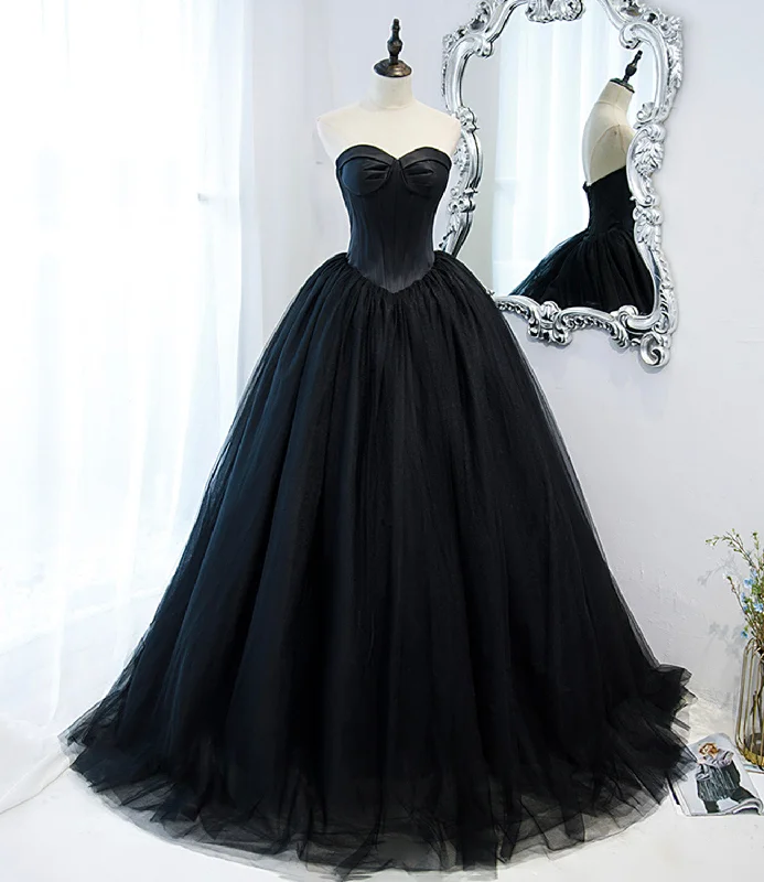 Floral dresses for womenBlack stylish and elegant long tulle floor-length ball gown evening dress 10152