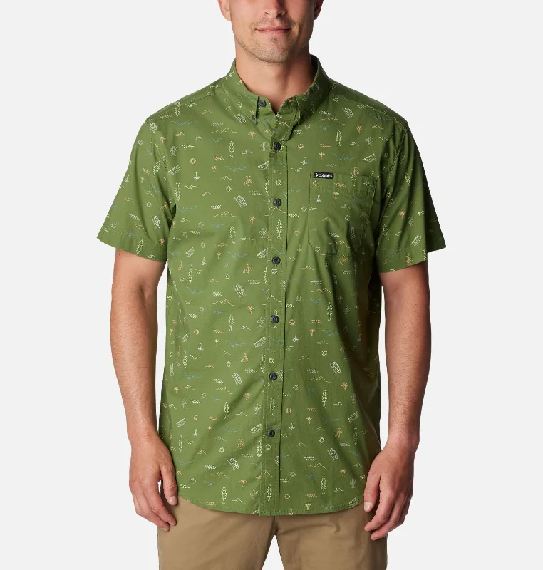 casual outfit ideas featuring short-sleeved shirts for menMen's Rapid Rivers Printed Short Sleeve Shirt - Canteen Explorer