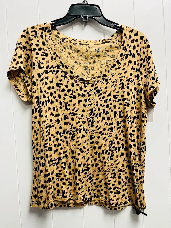 Zip-up women's topsTop Short Sleeve By Banana Republic In Animal Print, Size: Large