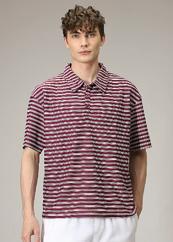 argyle sweaters for menStriped Maroon Oversized Polo  T-shirt