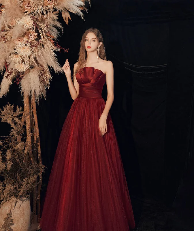 Tall women's dressesBurgundy long prom dress formal dress  8350