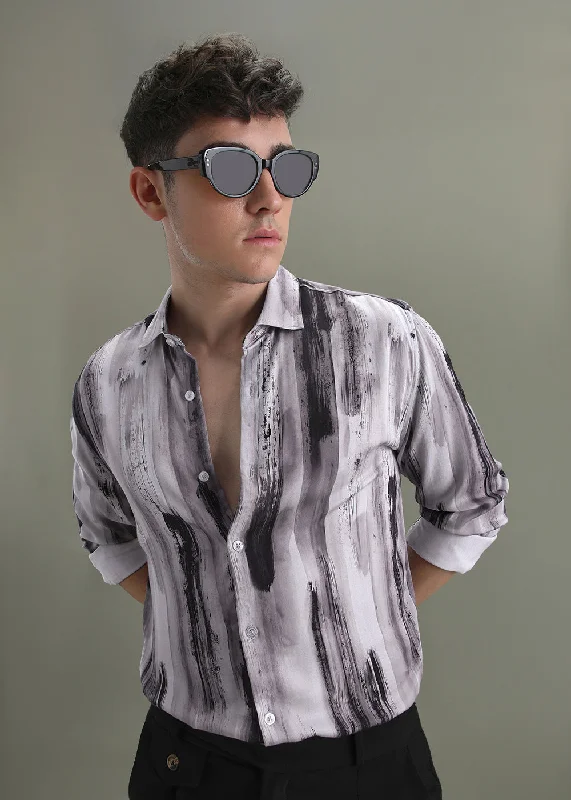 tops with removable hoods for menAbstract Lavender Printed Shirt
