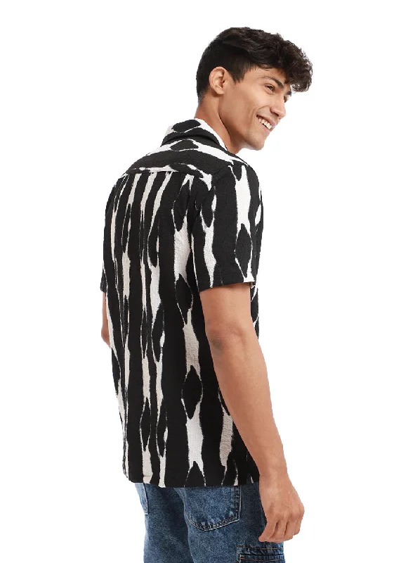 loungewear tops for menStreak Print Black Popcorn Shirt
