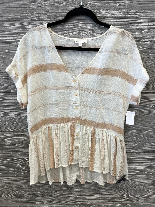 V-neck women's topsTop Short Sleeve By Blu Pepper In Cream, Size: S