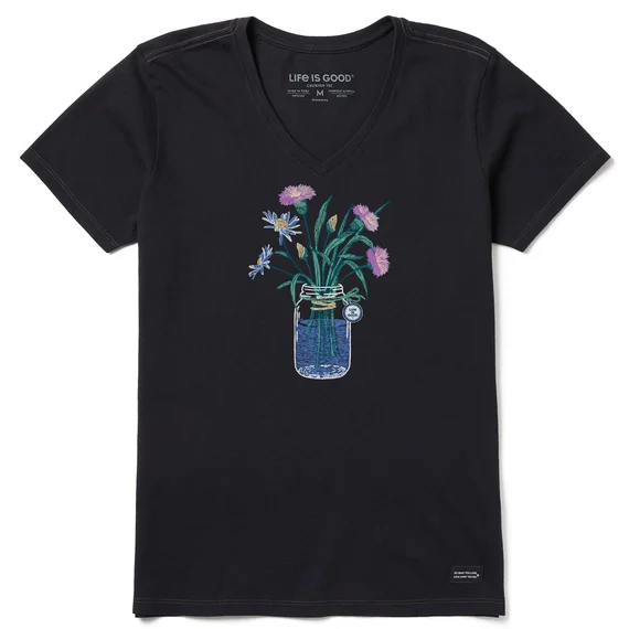 short-sleeved men's tops featuring eco-friendly materialsWomen's Wildflower Jar Crusher-lite Vee