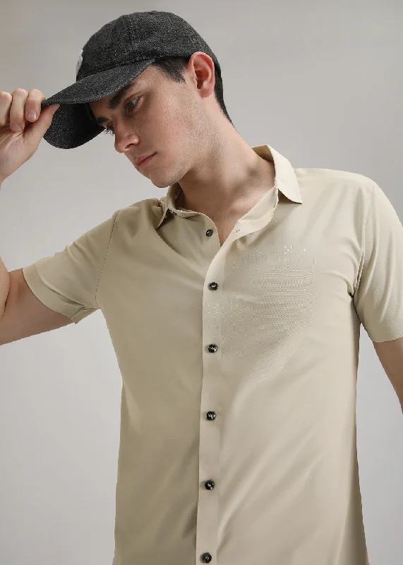 casual shirts for menCream Stitchless Shirt