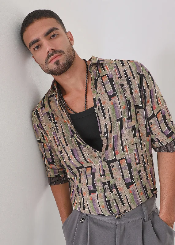 low-neck tops for menViolet Feather Shirt