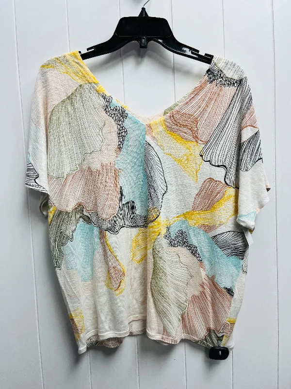 Solid color women's topsTop Short Sleeve By Chicos In White & Yellow, Size: L