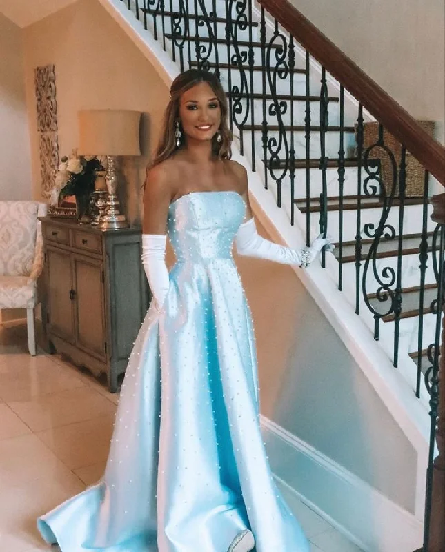 Velvet dresses for winterBlue fashion elegant simple long satin ball gown evening dress gh3308