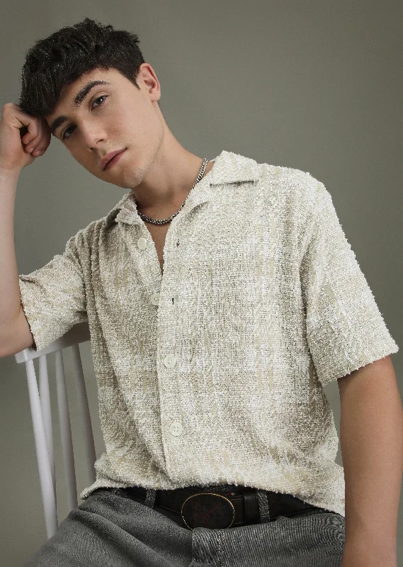 trench coats for menBeige Jacquard Knitted Shirt