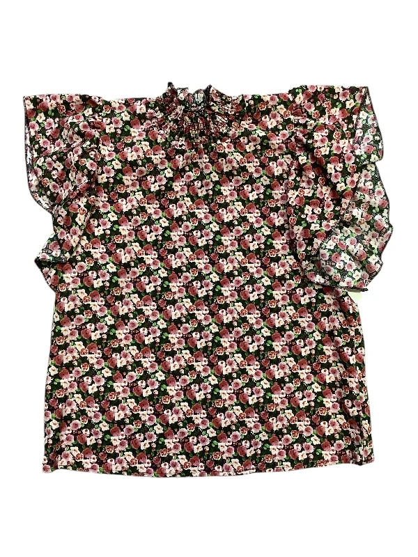 Geometric print women's topsTop Short Sleeve Basic By Shein, Size: S