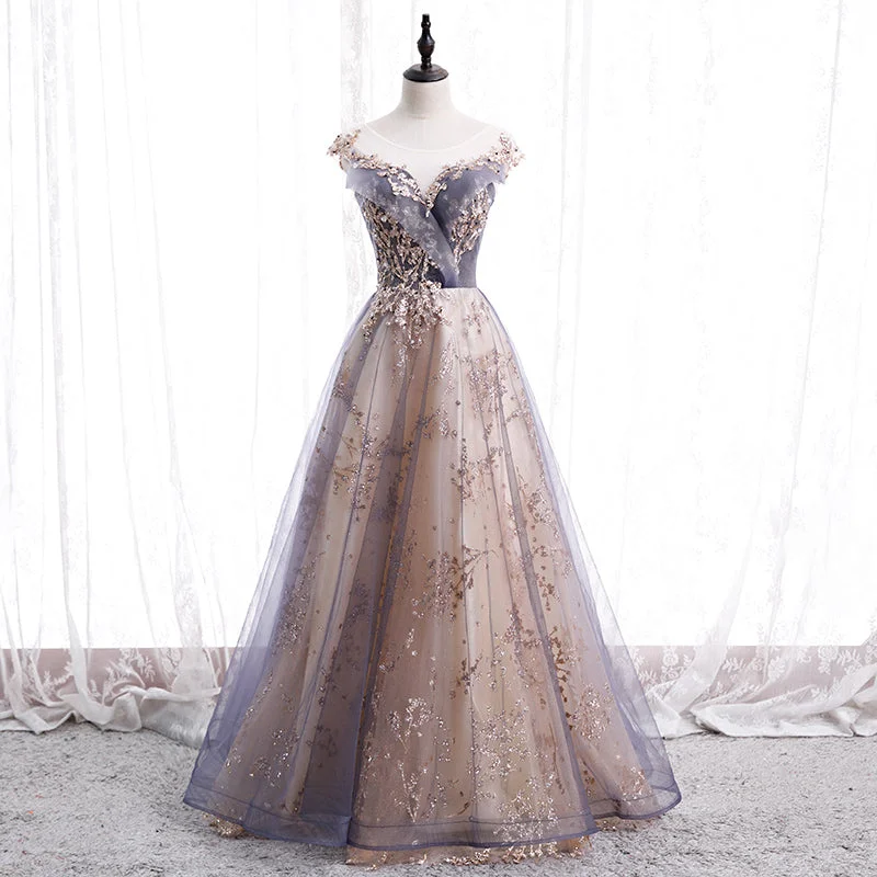 Batwing sleeve dresses for womenStylish tulle sequins long prom dress formal dress  8368