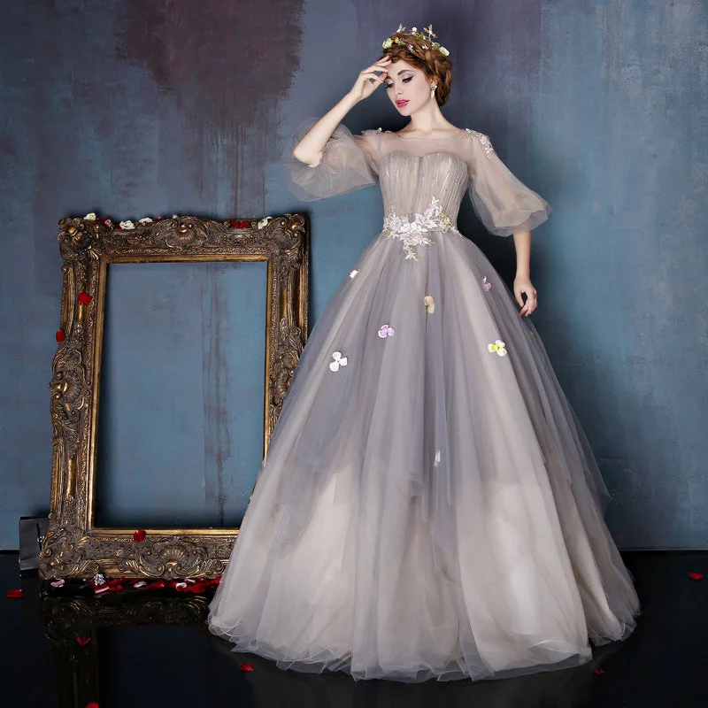 Layering dresses for versatile stylingCute A line tulle long A line prom dress evening dress  8688