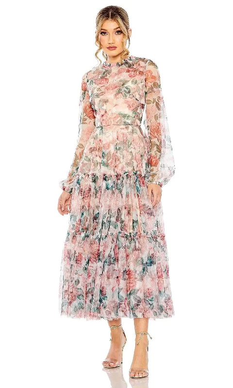 Batwing sleeve dresses for womenMac Duggal 11405 - Floral Print Short Dress