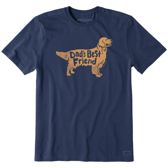 short-sleeved tops for men made from high-quality, durable fabricMen's Dad's Best Friend Golden Retriever Short Sleeve Tee