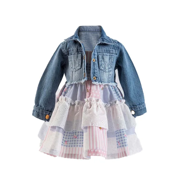 business casual tops for menInfant and Toddler Girl's Sundress and Crop Jean Jacket 2-Piece Adorable Outfit