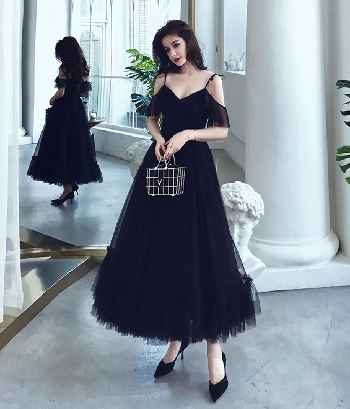 Cotton dresses for everyday wearBlack tulle tea length prom dress  8356