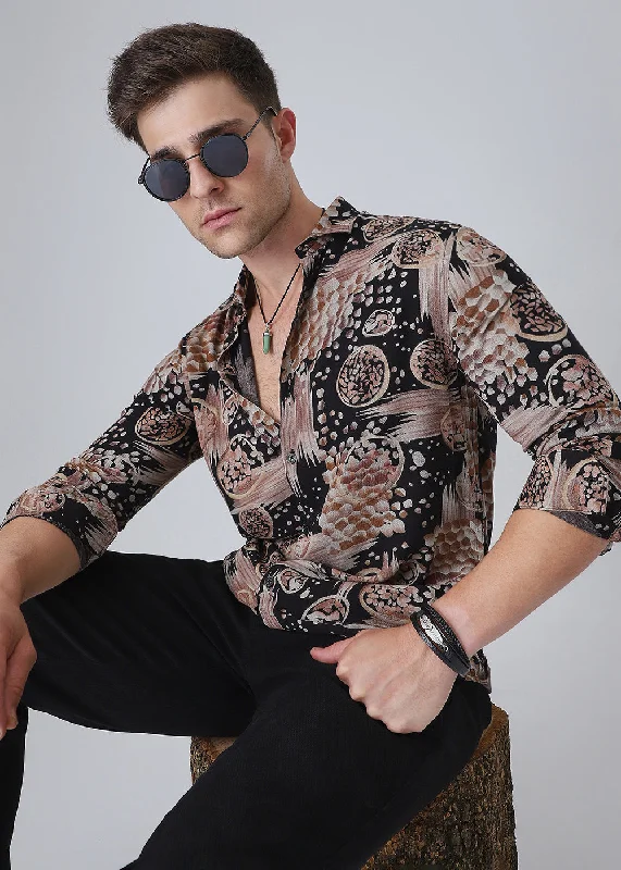 tops suitable for cold weather for menOrange Abstract Feather Shirt