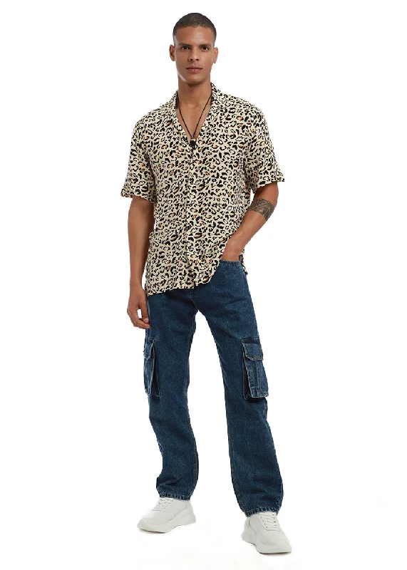 cardigans for menWild Print Half sleeve shirt