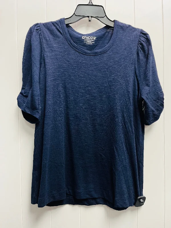 Sheer women's topsTop Short Sleeve By Chicos In Navy, Size: L