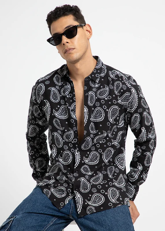 turtle necks for menCharcoal Paisley Print Shirt