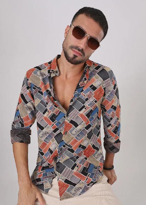 relaxed-fit tops for menOrange Block Feather Shirt