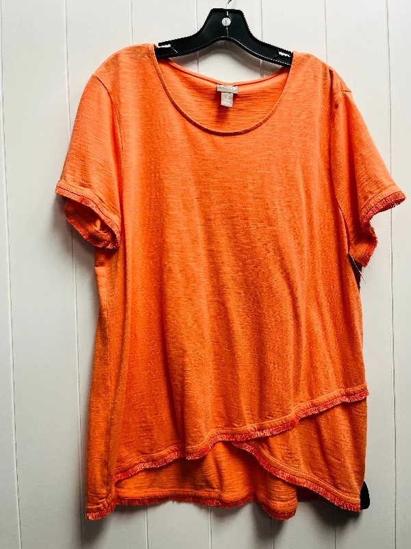 Yoga women's topsTop Short Sleeve By Chicos In Orange, Size: Xl