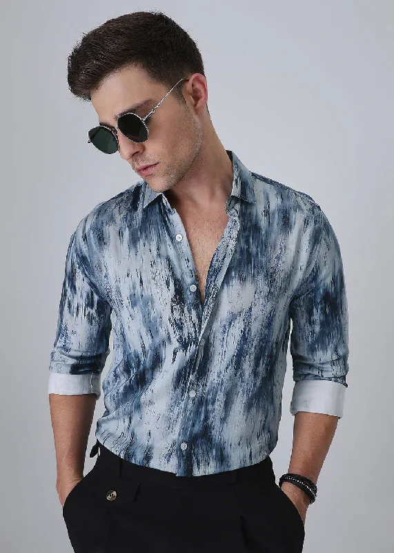 work shirts for menAbstract Blue Printed Shirt